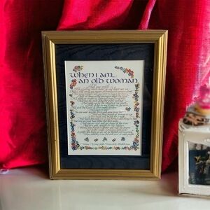 Frame Elizabeth Lucas Signed WHEN I Am An Old Woman Art Glass Wood Framed Art